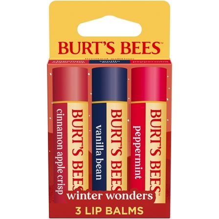 Burts Bees Winter Wonders Moisturizing Lip Balm, Limited Edition 3 Pack, 0.15 oz. Tubes