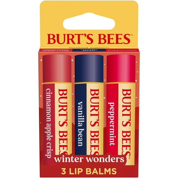 Burts Bees Winter Wonders Moisturizing Lip Balm, Limited Edition 3 Pack, 0.15 oz. Tubes