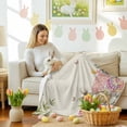 thumbnail image 4 of Throw Blanket Fleece Throw Blanket 50x60in, Easter Egg Spring Flower Soft Lightweight Bed Blankets Rustic Rabbit Butterfly Retro Linen Fuzzy Couch Blankets for All Season, 4 of 9