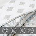 thumbnail image 3 of Juego de cama reversible con edredón Majesty floral gris, colcha liviana para todas las estaciones, tamaño King, 3 piezas, 3 of 5