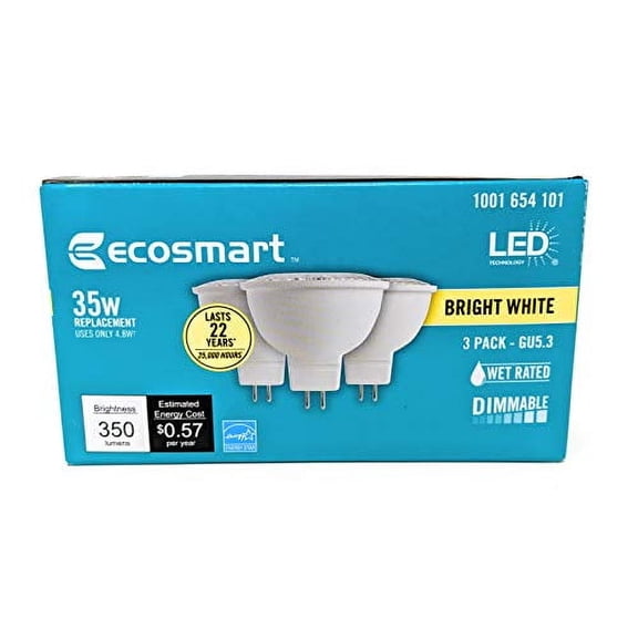 Ecosmart 35W Equivalent Bright White MR16 GU5.3 Dimmable LED Light Bulb (3-Pack)