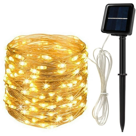 TRENZADO Solar String Lights Outdoor, 65.6 Ft 200 LED Solar Powered Fairy Lights with 8 Modes Waterproof for Christmas Patio Yard Trees Wedding (Warm White)