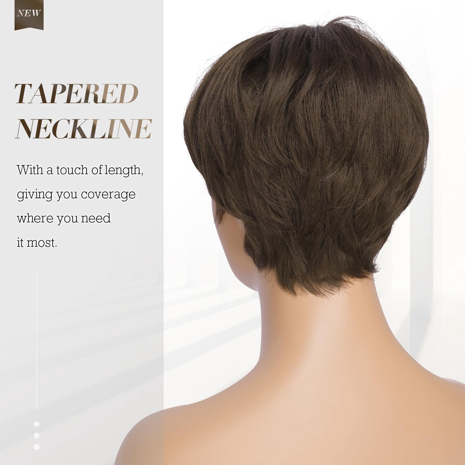 Layered Pixie Cut Wigs Synthetic Short Ombre Gray Wavy Grey to Black Glueless Wig for Women with Bangs