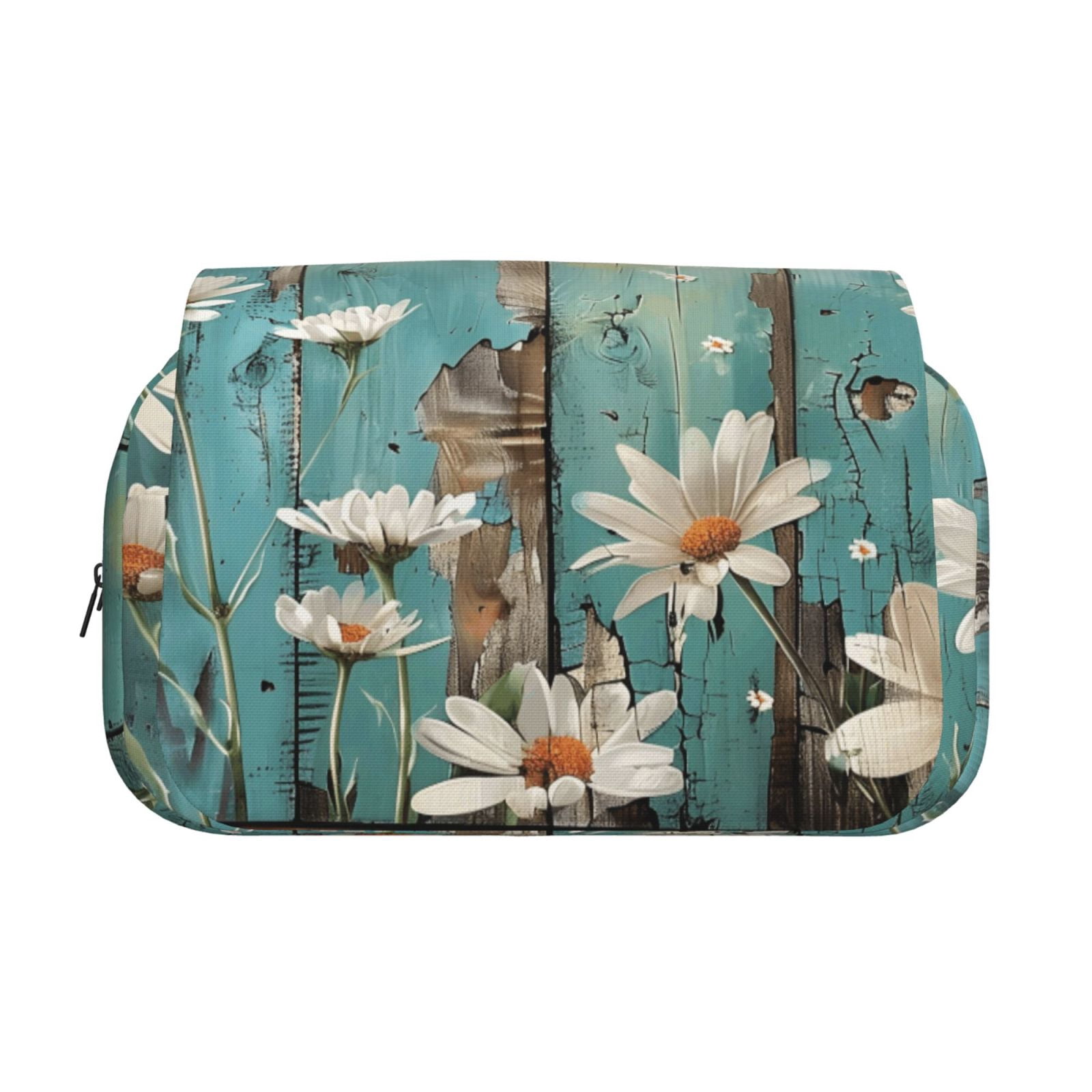 Large-Capacity Flip-Top Double-Layer Pencil Case, Multi-Functional Pocket Pen Case, Durable Stationery Organizer Turquoise Wood Farmhouse Sunflowers (9)