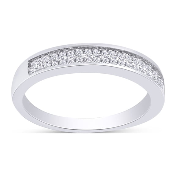 AFFY Sparkling White Cubic Zirconia Double Row Men's Anniversary Wedding Band Ring 14K White Gold over Silver-8