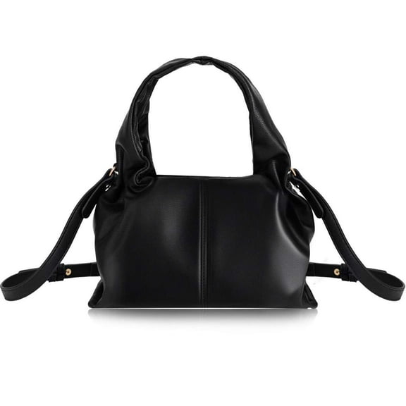 Deago Cloud Pouch Dumpling Clutch Purse for Women Tote Shoulder Retro Crossbody Bag with Removable Strap (Black)