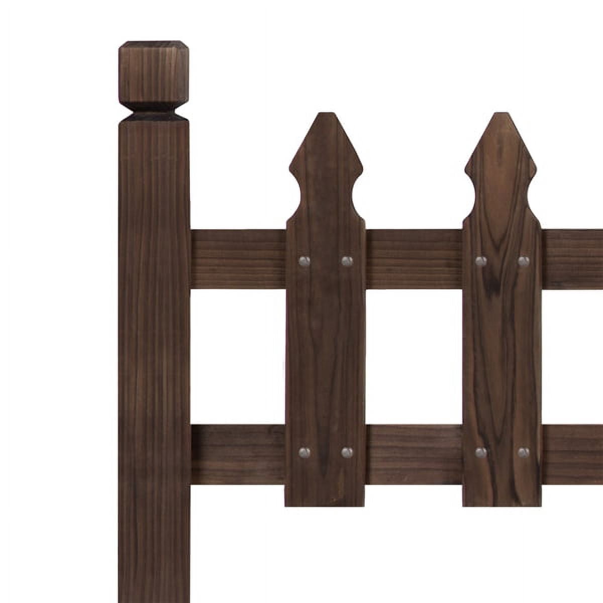 Alden Design 11.5"H x 35.5"W Wood Garden Pricket Fencing Border Set of 5, Natural Wood