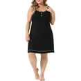 thumbnail image 2 of Agnes Orinda Women's Plus Size Nightgown Sleeveless Round Neck Lounge PJs Sleep Dress 2X Black, 2 of 5
