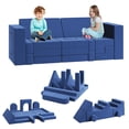 thumbnail image 1 of QinaQin Sofá modular infantil de 22 piezas, convertible y de espuma, ideal para recámara o cuarto de juegos, diseño de 2 plazas en color azul, 1 of 7