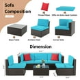 thumbnail image 2 of Walsunny 6 Pieces Patio Furniture Sets Outdoor All-Weather Sectional Patio Sofa Set PE Rattan Manual Weaving Wicker Patio Conversation Set Blue, 2 of 7
