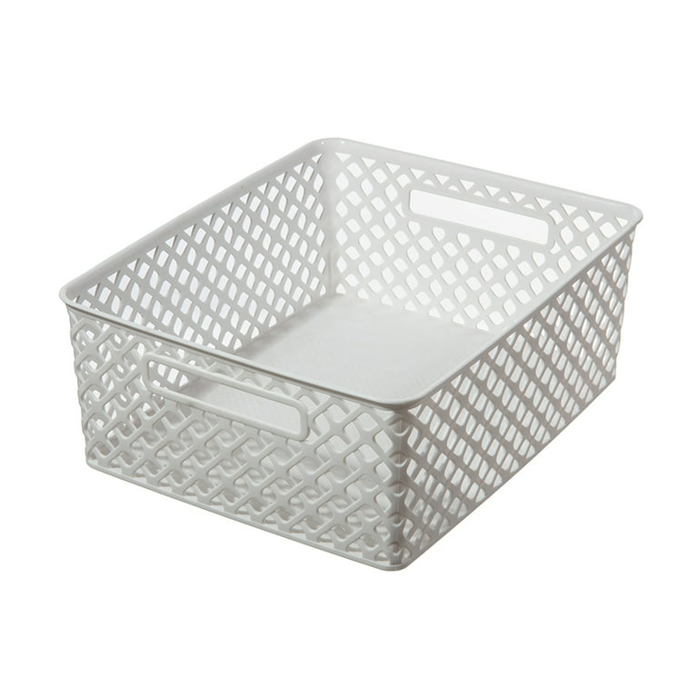 27 Qt. Leather Fabric Storage Bin with Lid in White (3-pack)