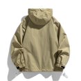 thumbnail image 4 of Men's Letter Print Quarter-Zip Hooded Jacket, Casual Regular Fit Long Sleeve Lightweight Outerwear for Spring & Fall, Daily Fashion Top,Khaki,M, 4 of 6