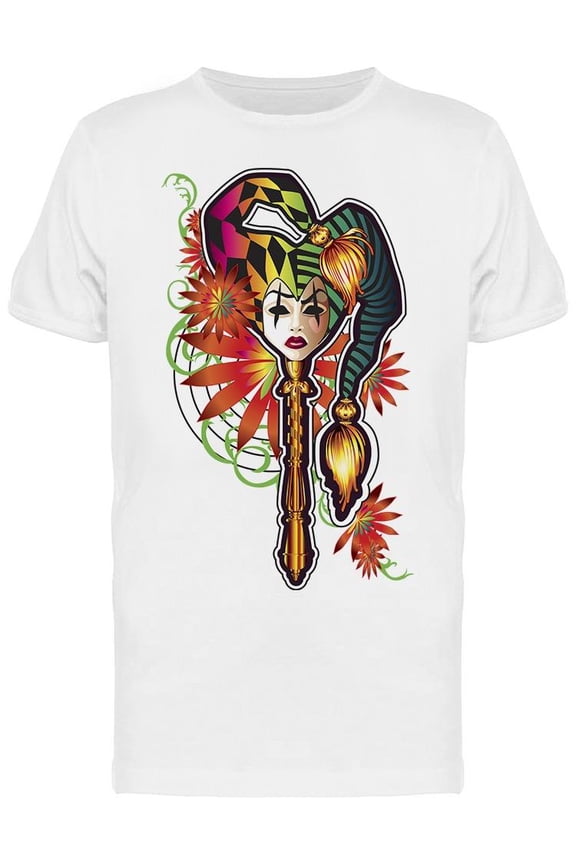 A Multi Color Harlequin Mask   T-Shirt Men -Image by Shutterstock, Male Small
