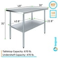 thumbnail image 3 of AmGood 30 in. x 48 in. Stainless Steel Table | Metal Utility Kitchen Prep Work Table | NSF, 3 of 9