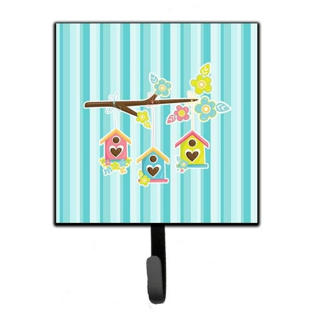 Birdhouses on Blue Stripes Leash or Key Holder
