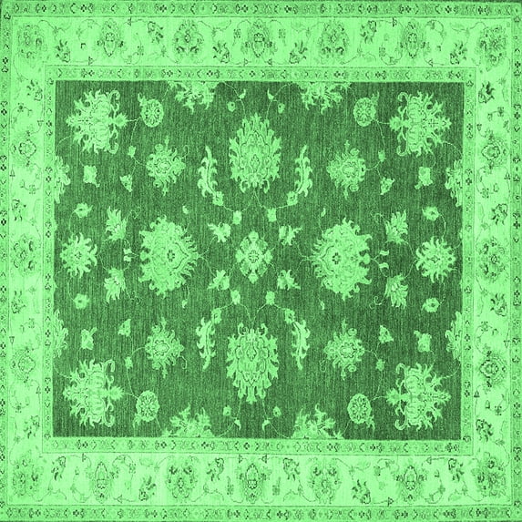 Ahgly Company Indoor Square Oriental Emerald Green Traditional Area Rugs, 6' Square