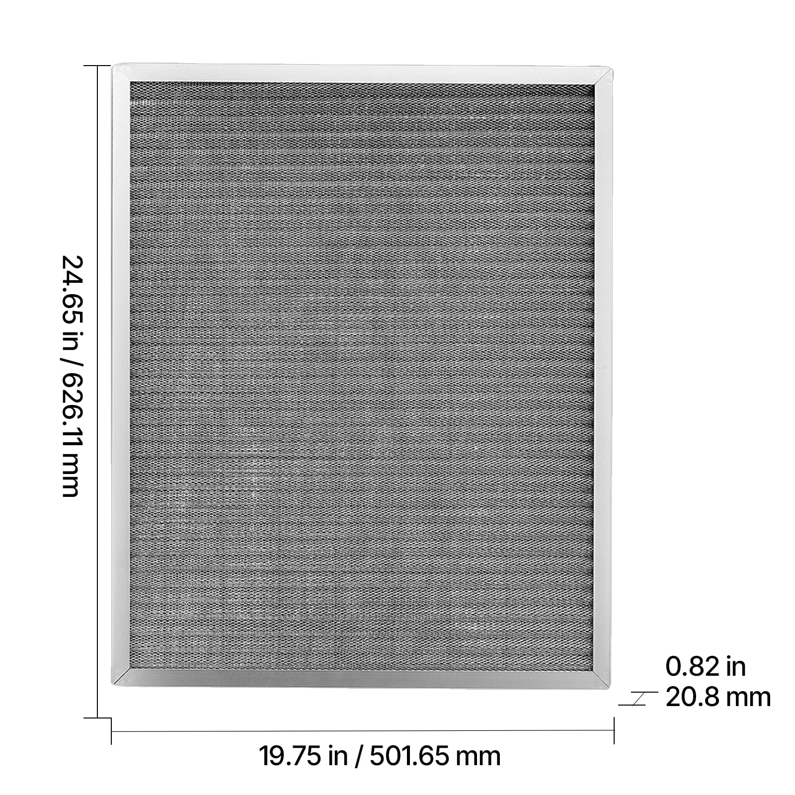 VEVOR Electrostatic Air Filter, 20x25x1 inch Washable & Reusable Aluminum AC/HVAC Furnace Filter, MERV 8 Long Lifetime, Home or Office (Actual Size: 19.75 x 24.65 x 0.82 in)