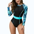 thumbnail image 3 of Hicidod One Piece Swimsuits for women Long Sleeve zipper Rash Guard surfing Bathing Suit slim fit fashion printed UV Protection wetsuit, 3 of 8