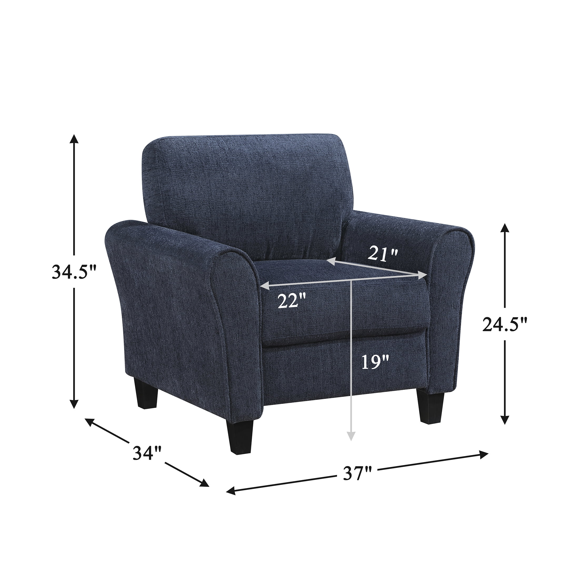 OakvillePark Sevoria Chenille Accent Chair, Blue
