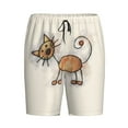 thumbnail image 6 of Daiia Brown Cat Cartoon Mens Woven Stretch Pajama Short,Short Pajama Pants-Medium, 6 of 7