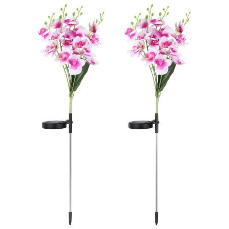 2 Packs Solar Phalaenopsis Garden Lights Colorful Light Purple and White