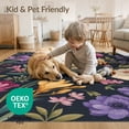 thumbnail image 4 of ODIKA 8'x10' Dark Floral Elegance with Isolated Blooms Washable Area Rug Elegant Nighttime Array for Sophisticated Decor for King Size Bedroom Under Bed, Master Suite, Non-Shedding, Easy Care, 4 of 7