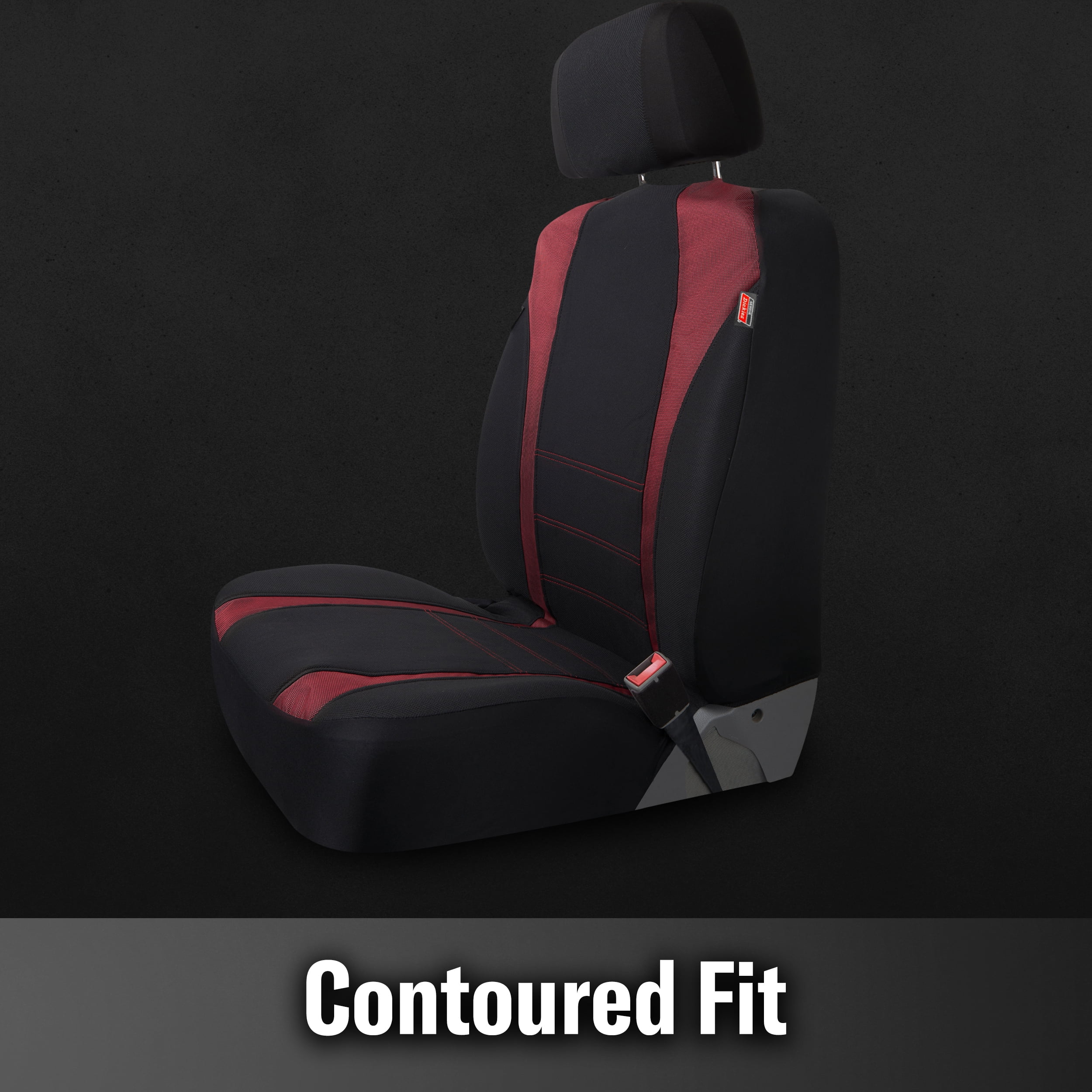 Genuine Dickies 3 Piece Truck Sport Seat Covers, Black and Red, 43640WDC