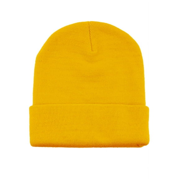 12 Inch Long Knitted Beanie - Yellow