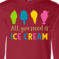 thumbnail image 4 of Inktastic All You Need Is Ice Cream - Blue Pink Yellow Green Long Sleeve T-Shirt, 4 of 5