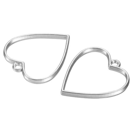 

Uxcell Heart Shape Hollow Resin Pendants Frames for DIY Crafts Silver Tone 20 Pack