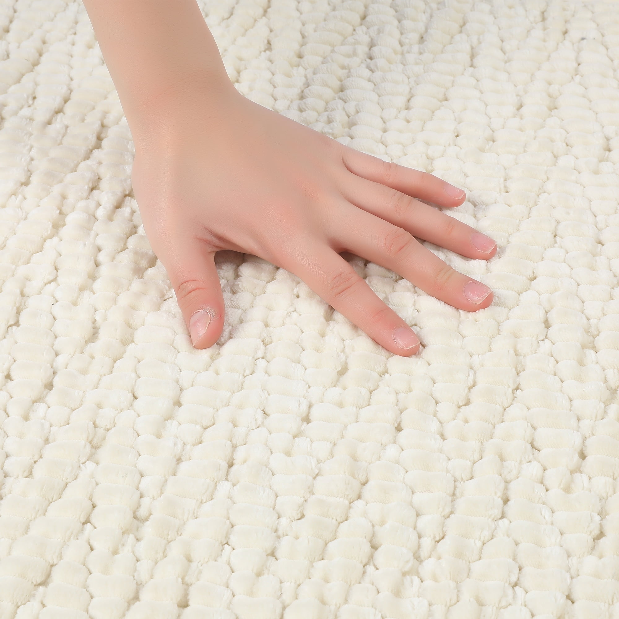 Unique Bargains Rubber Backing Quick Dry Bath Mat Beige 20" x 32"