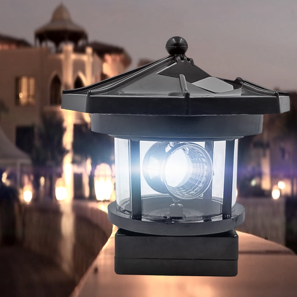 Lighthouse Solar LED Light Garden Outdoor Beacon Rotating Beam Lamp Black
