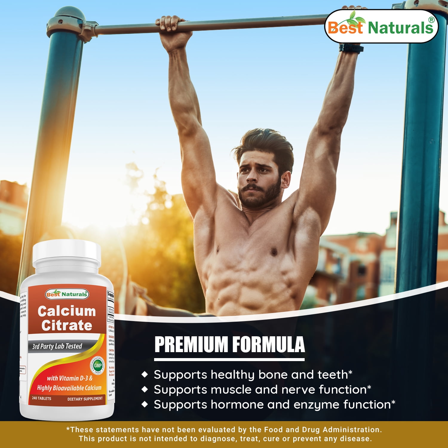 2 Pack Best Naturals Calcium Citrate with Vitamin D-3 240 Tablets