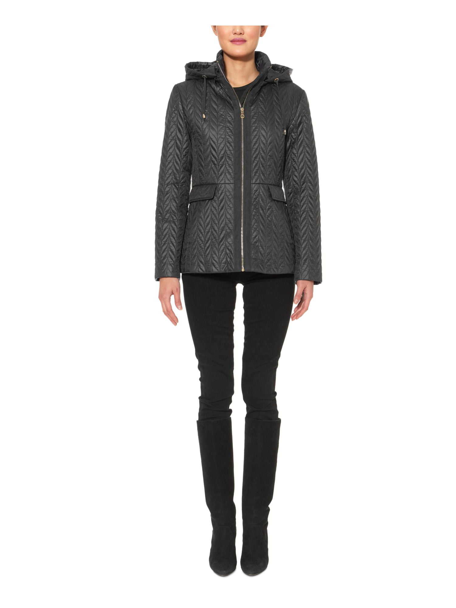 KATE SPADE Womens Black Zippered Hooded 