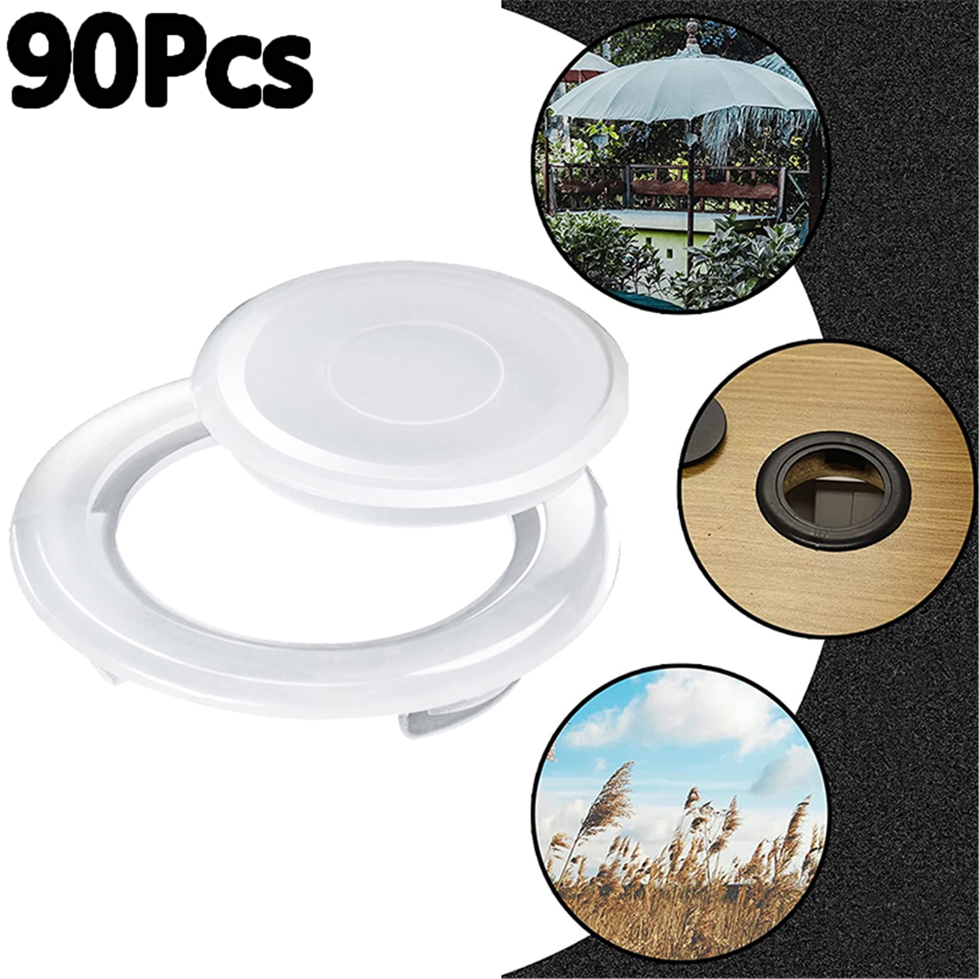 Elbourn 90Pcs 2 Inch Patio Table Umbrella Hole Ring and Cap Set