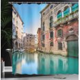 thumbnail image 3 of Ambesonne Venice Shower Curtain, Italy City Water Canal, 69"Wx70"L, Teal Grey Red, 3 of 4