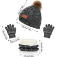 thumbnail image 5 of Kids Winter Beanie Hat Scarf Gloves Set Warm Knitted Cap with Pompom Neck Warmer Gaiter Fleece Mittens for Girls Boys, 5 of 6
