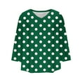 thumbnail image 5 of HOMBOM V Neck Tops for Women 3/4 Sleeve Army Green Blouse Fall Polka Dot Casual Tee, 5 of 6