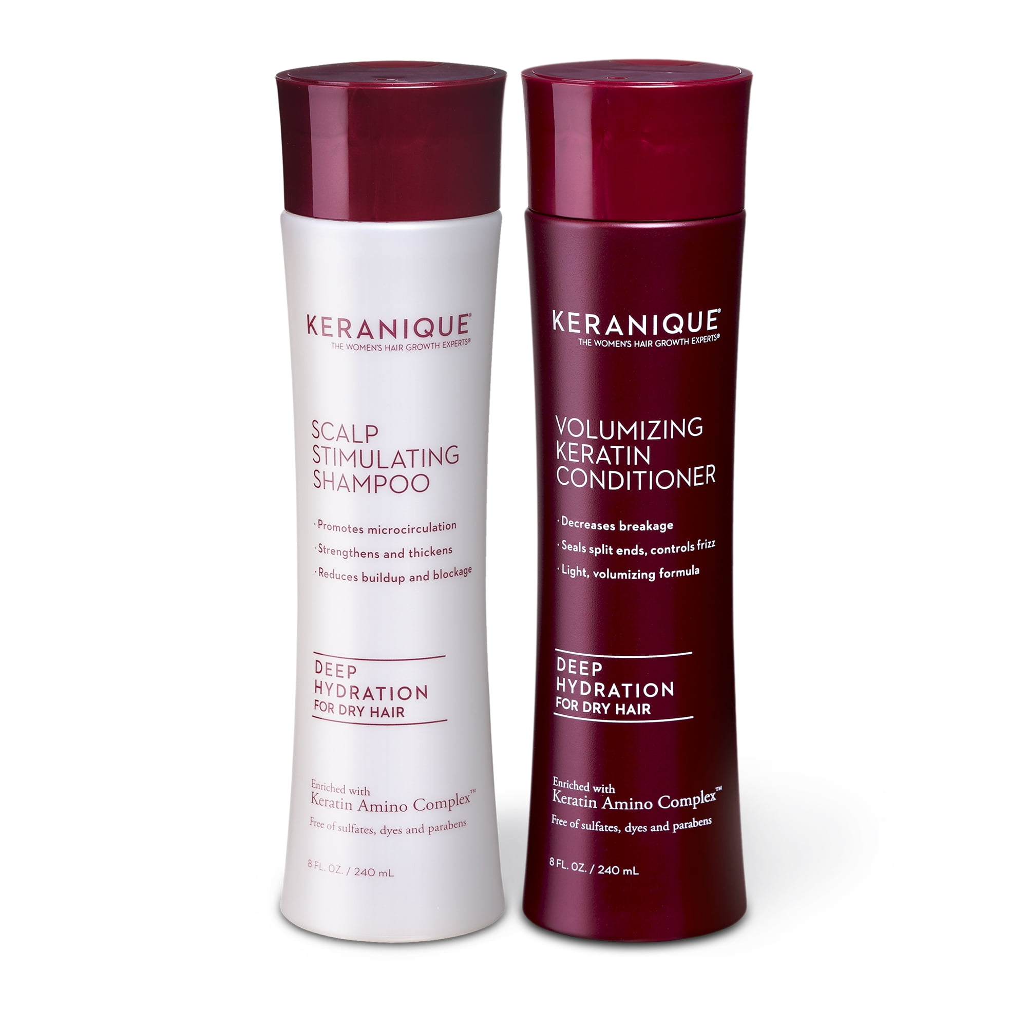 Keranique Keratin Shampoo & Conditioner Set for Dry Thinning Hair 8 fl oz Each