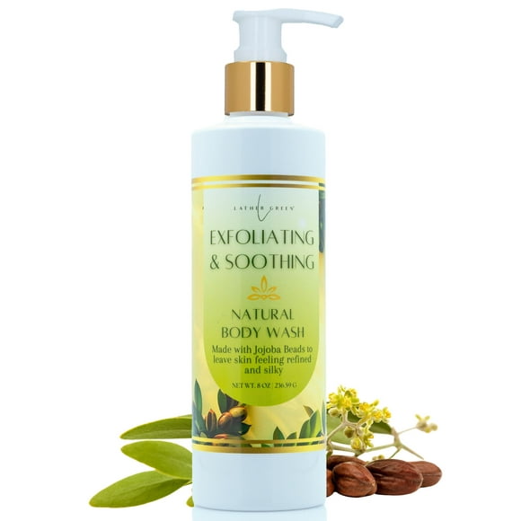 Exfoliating & Soothing Natural Body Wash, Refining Shower Gel for All Skin Type, 8 oz by LatherGreen