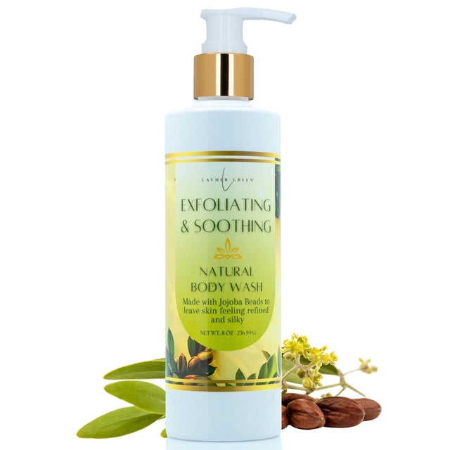 Exfoliating & Soothing Natural Body Wash, Refining Shower Gel for All Skin Type, 8 oz by LatherGreen