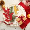 thumbnail image 7 of Zukuco 20 Pieces Red Glittered Artificial Leaf Spray Picks 12" Tall for Christmas Winter Wedding Wreath Tree Floral Arrangment Vase Bouquets Table Centerpieces Decoration, 7 of 7