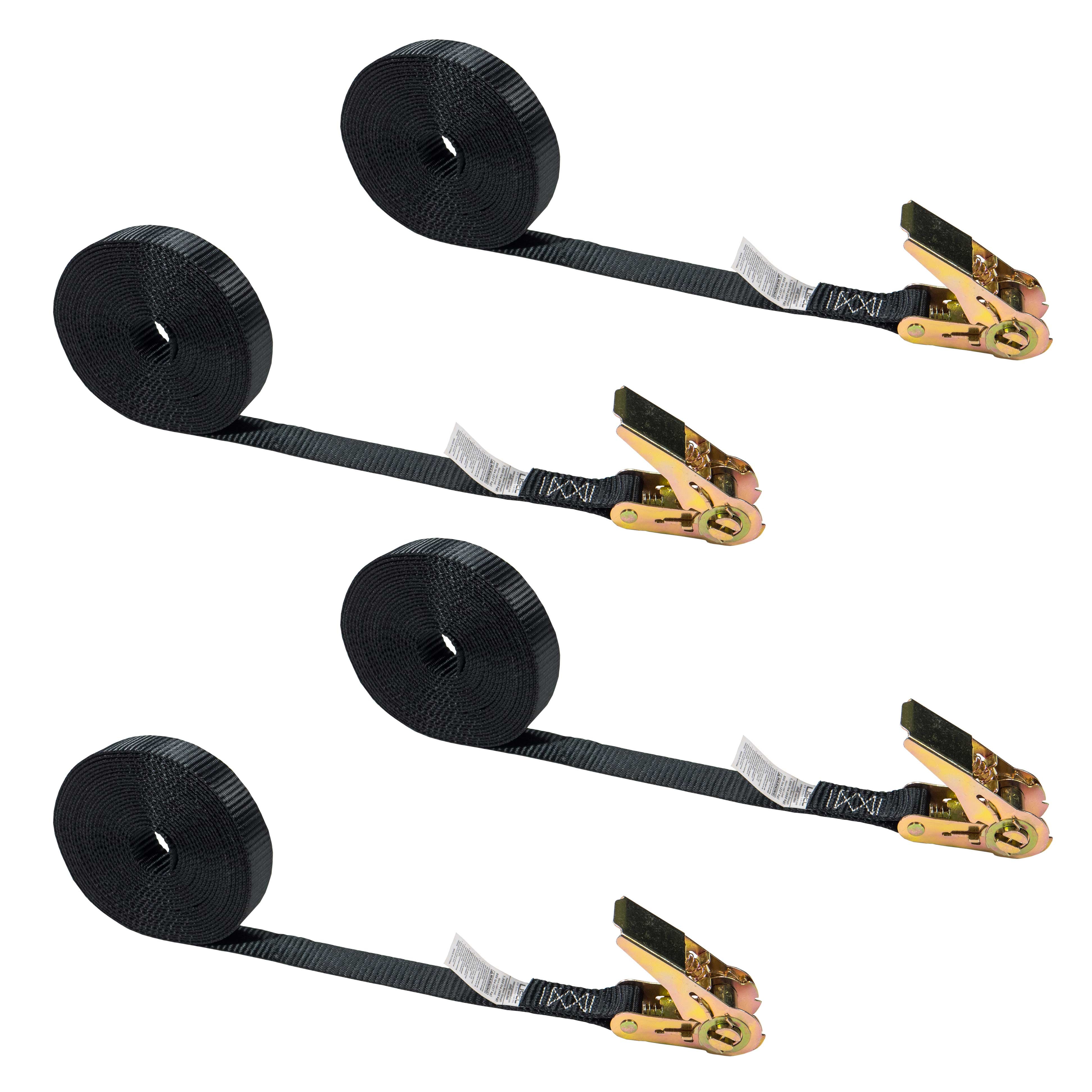 1" x 20' Endless Ratchet Strap No Hook Black bing 4 Pack