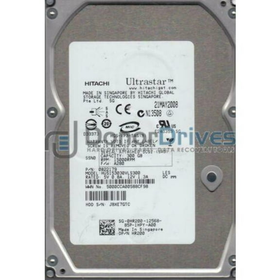 HUS153030VLS300, PN 0B22179, MLC A280, Hitachi 300GB SAS 3.5 Hard Drive