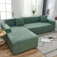 thumbnail image 1 of CHOK 2024 Plush Sectional Couch Cover   Stretch L Shape Sofa Covers For Sectional Sofa Set  L Shape Couch Protector Chaise Lounge Covers For Dogs Kids-Gray-1 Seater, 1 of 9
