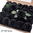 thumbnail image 2 of Artificial Flowers 25pcs Fake Roses with Stems and 2 leaves for DIY Wedding Bouquets Party Decor, 2 of 5