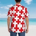 thumbnail image 4 of Pofeuu Red Cross 1 Print Hawaiian Shirt for Men Sleeves Casual Button Down Summer Beach Dress Shirts T-Shirts,X-Large, 4 of 7