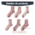 thumbnail image 2 of Calcetines Algodón Mujer Calceta Bordado Flores Moda 6 Pares, 2 of 8