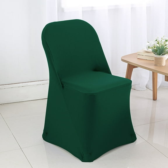 Wedding Linens Inc. (2pcs) Premium (200 GSM) Spandex Stretch lycra Fitted Folding Chair Cover Event Chair Covers For Wedding Party Catering - Hunter Green/Holly Green