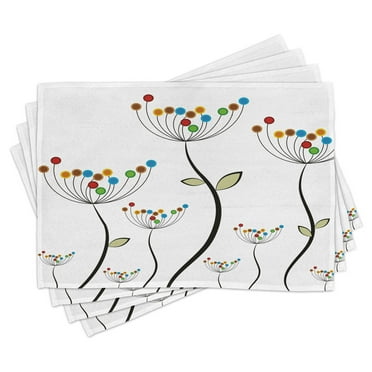 Ambesonne Garden Place Mats Set of 4, Dandelion Stems Buds, Standard Size, Multicolor